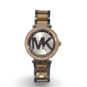 Michael Kors MK6314 Parker Watch Women's Rose Gold Silver Crystal Bezel Logo